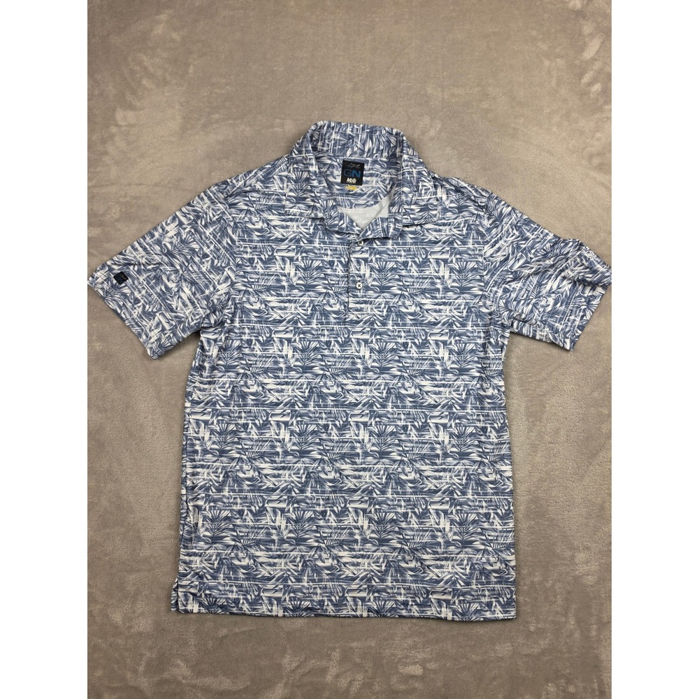 Greg Norman Polo Shirt Mens S Blue ML75 Play Dry Peninsula Papagayo Palm Print